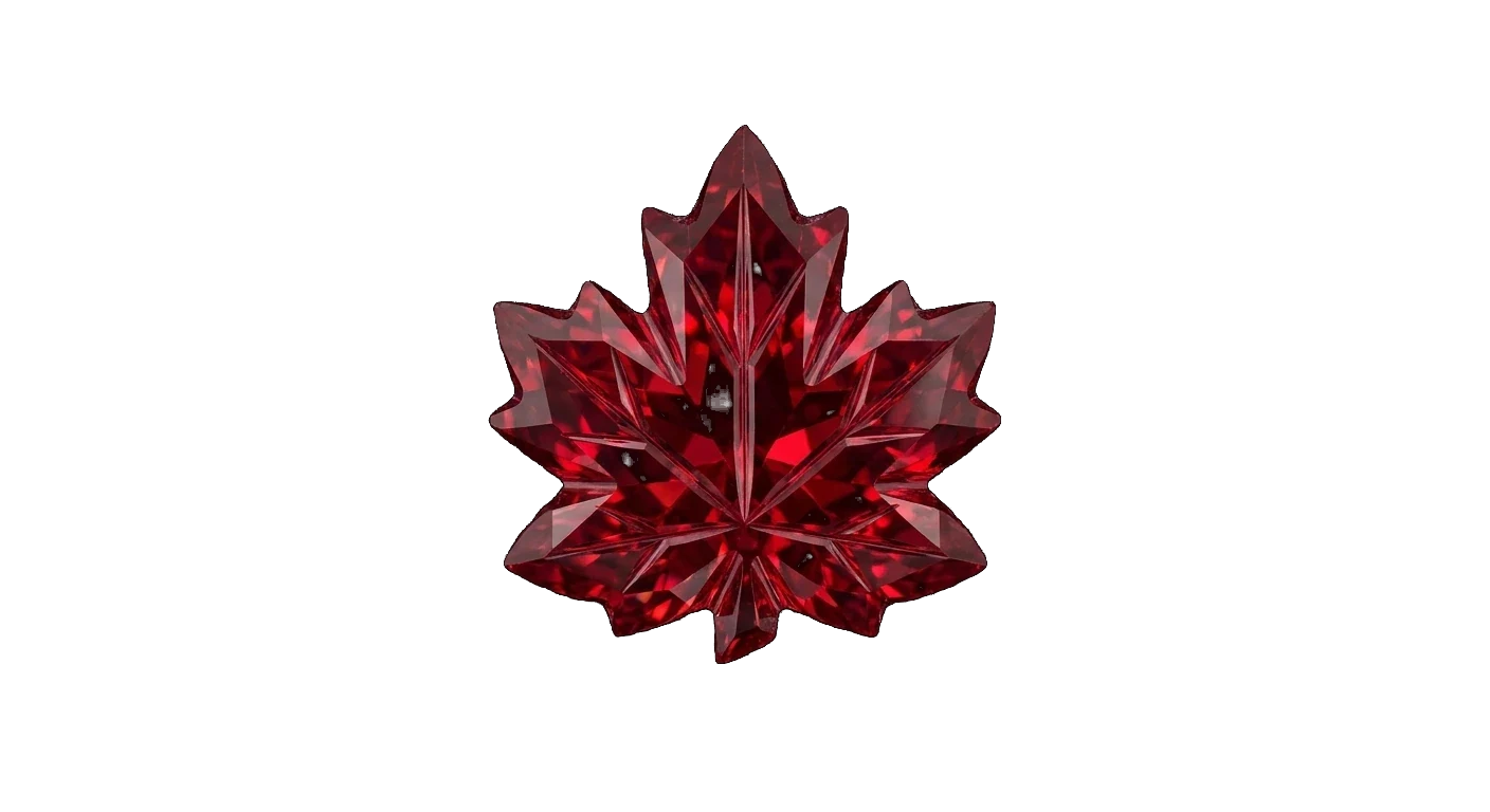 Maple leaf cut as a faceted ruby